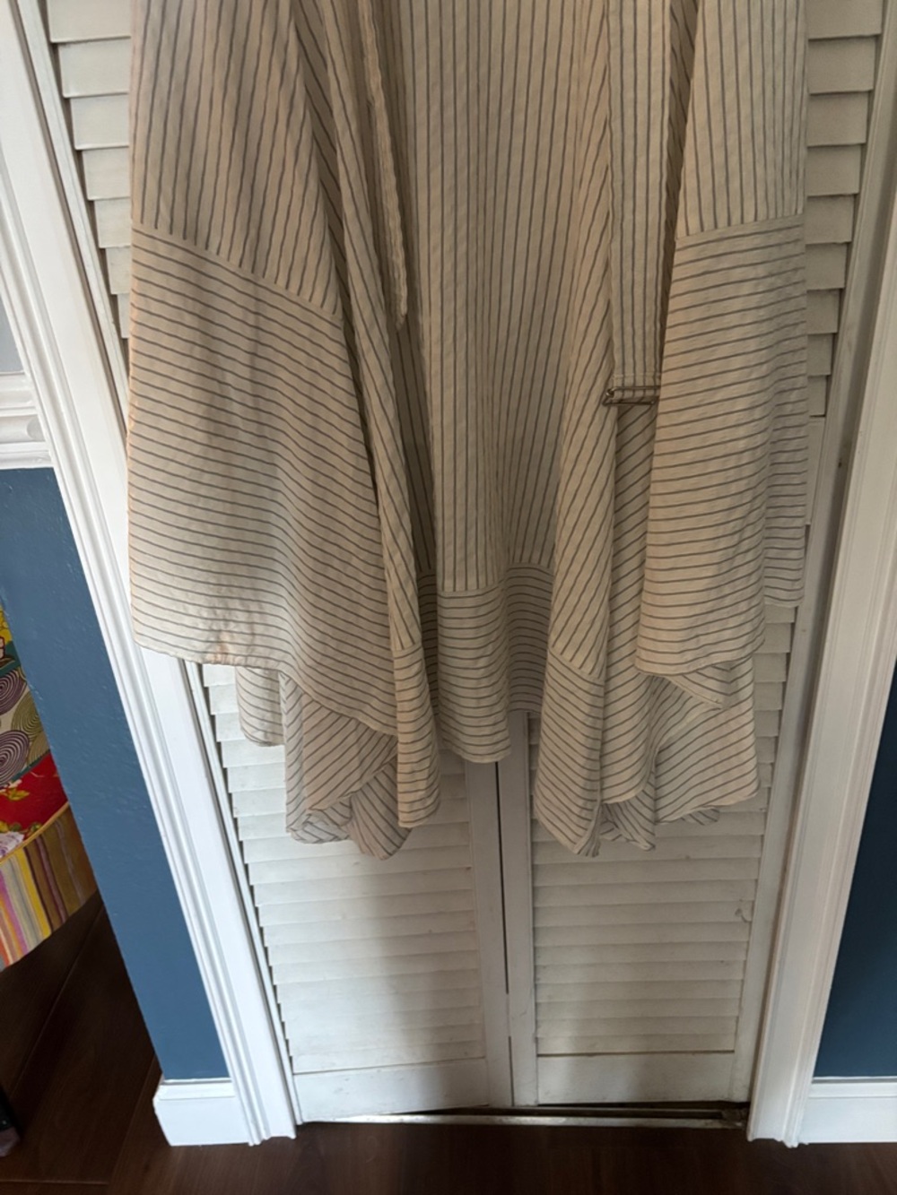 Sleeveless White Pinstripe Midi Dress - Picture 8 of 9